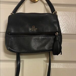 Kate Spade Black Leather Shoulder Bag with Tassel
